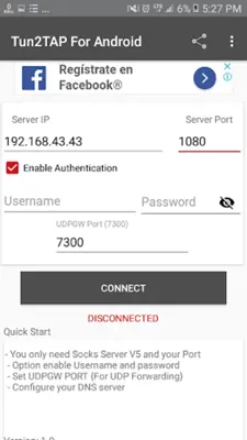 Tun2TAP for Android (Socks To VPN) android App screenshot 1